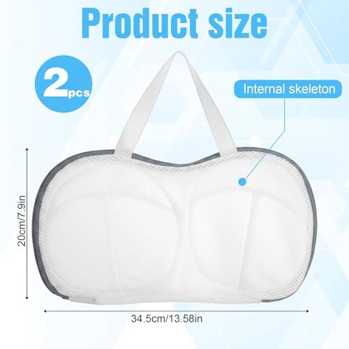 2 Pack Bra Washing Bags for Laundry, Reusable Washable Bra Laundry Bag with Handle, Non-Deform Mesh Wash Bag for Washing Machine Storage Travel - color: White and Gray, size: 13.58" x 7.87"