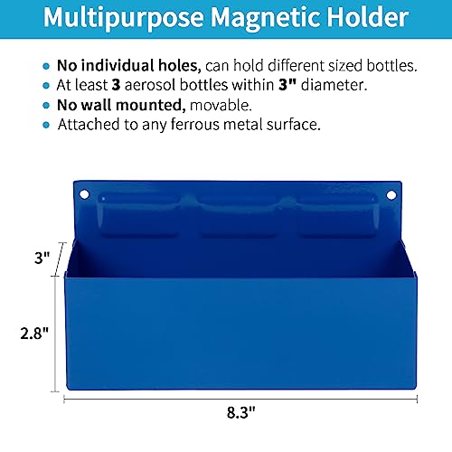 Magnetic Aerosol Spray Can Holder, Magnet Toolbox Bottle Holder, Tool Box Storage Rack for Garage and Home, Craft Workspace, Mechanic Paint Bottle Can Organizer, Blue, 3"x8.3" - color: Blue