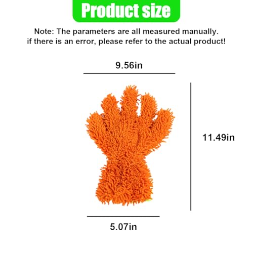 2PCS Microfiber Car Wash Mitts, Double-Sided 5-Finger Dusting Gloves, Anti-Scratch Chenille Drying Towel, Vehicle Interior & Exterior Detailing Tool for Cleaning Wheel Tight Spot (Orange) - color: Orange