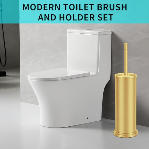 Stainless Steel Toilet Brush and Holder Set,Toilet Bowl Brush and Holder - color: Brushed Brass