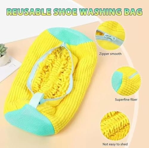 Laundry Shoe Bags for Washing Machine,4Pcs Shoe Washing Bag Shoe Laundry Bag for Washer and Dryer Reusable Shoe Washing Bags Shoe Washing Machine Bag (Yellow-4Pcs) - color: Yellow-4Pcs