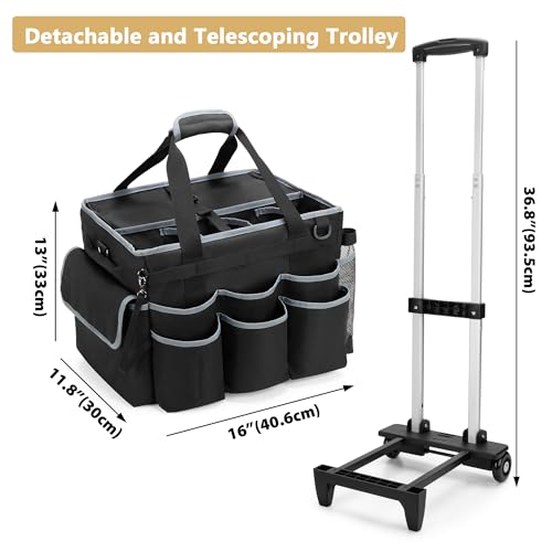 HODRANT Large Cleaning Caddy with Detachable Trolley & Shoulder Strap