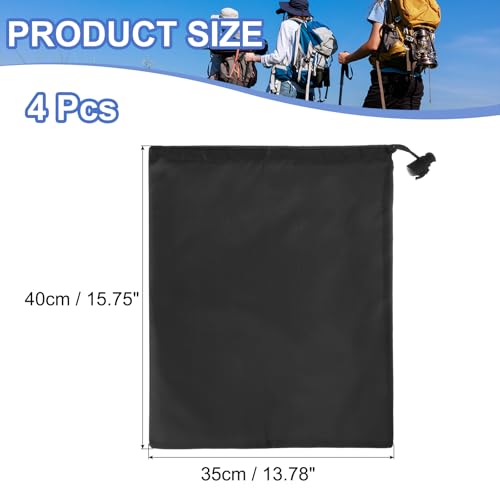 Drawstring Bag with Toggle, Stuff Sack String Waterproof Travel Storage Bags Cinch Stuff Pouch -Fitting for (Gym/Traveling/Hiking/Yoga/Office/Shoes) 16 x 14 & 4 Pack & Black - color: Black, size: 16 x 14"