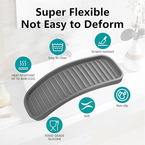 Silicone Sponge Holder for Kitchen Sink - Dish Soap Holder 2 Pack Gray - color: Gray