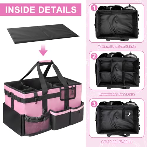 Wearable Cleaning Caddy Bag Extra Large Capacity 28×45×30cm - color: Black-Pink, size: Extra Large
