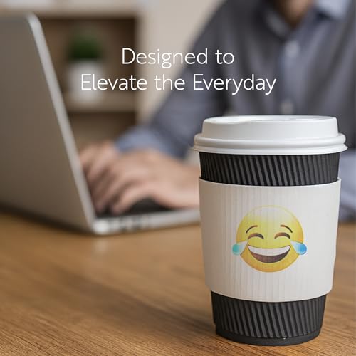 Restaurantware White Paper Crying Laughing Emoji Coffee Cup Sleeve, 50 Pack - color: White, size: Crying Laughing