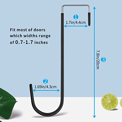 FYY Over the Door Hooks, Single-Hanger 4 Pack, Fits Doors 1.6" Black - color: A Black, size: Long, style: 4 Pack