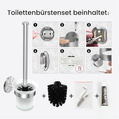 Dailyart Toilet Brush and Holder Set No Drilling Wall Mounting, 2 Pack
