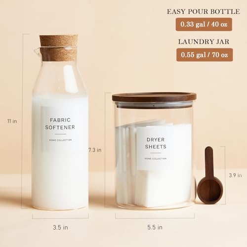 Powder Laundry Detergent Container, Glass Laundry Room Organization Jars - size: Set of 4 (2x 40oz + 2x 70oz)