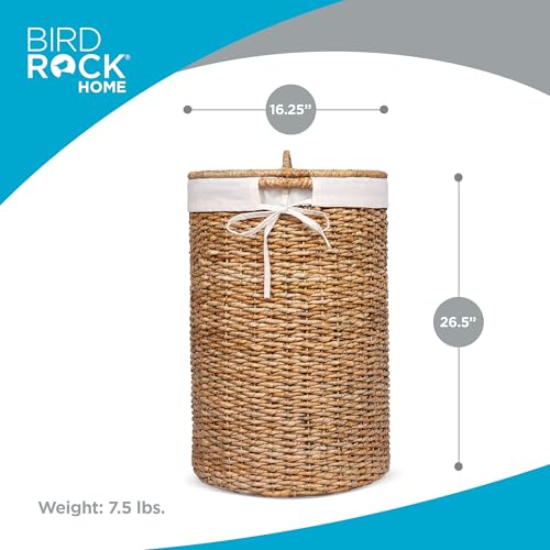 BIRDROCK HOME Seagrass Laundry Hamper with Lid & Liner - Handwoven Round Basket with Handles for Laundry/Dirty Clothes - Organizer, Storage, Shelves, Bin in Bathroom, Bedroom & Laundry Room - Natural - color: Natural