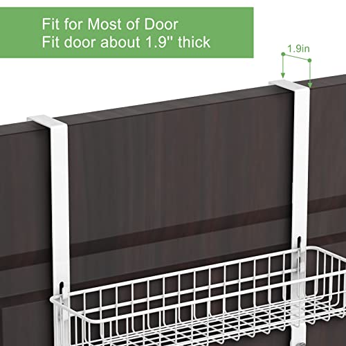 ETELI Over The Door Basket Organizer with 3 Mesh Baskets and 5 Hooks Heavy Duty Pantry Door Organizer Back of Door Storage Rack for Bathroom, Kitchen, Office, White - color: White