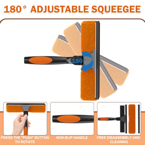 Buyplus 26Ft High Reach Squeegee for Window Cleaning Kit with 5 to 20 Foot Extension Pole, Extendable Window Cleaner Squeegee, Telescopic Window Washing Kit for Indoor/Outdoor High Window