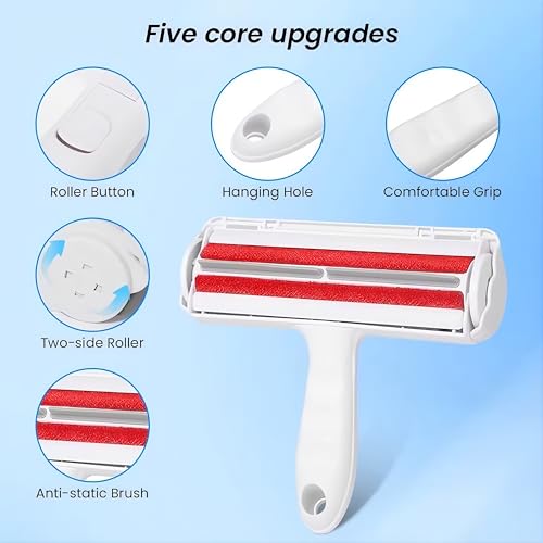 Reusable Pet Hair Remover Roller β Dog & Cat Fur Lint Cleaner for Sofa, Carpet, Bed & Car Seats β No Adhesive Required (White/Red) - color: White/Red