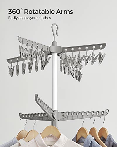 SONGMICS Clothes Drying Rack, 72.8-Inch Drying Rack, 3 Rotatable Arms - color: Gray + White, style: 2-Tier-Clip