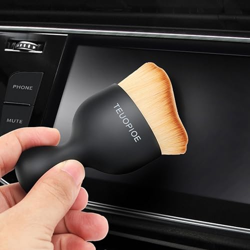 Car Detailing Brush for Interior Dusting and Air Vents, Brown - color: brown