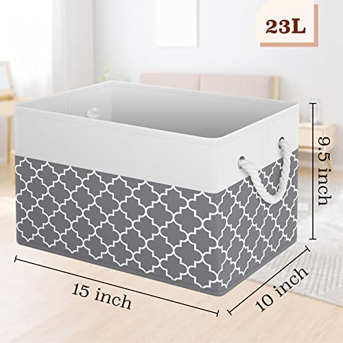 Fab totes Storage Bins Foldable Storage Baskets with Rope Handles - color: Clover Grey, size: 3pack