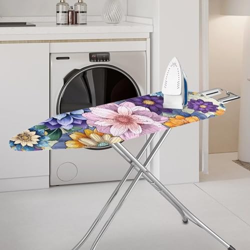 Iron Board Cover with Padding Stretchy Boho Flower Table Top Ironing Board with Elastic Edges Non-Slip Iron Board Protector Ironing Accessories - color: Boho Flower
