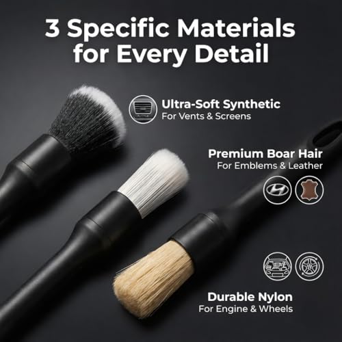 10-Piece Car Interior Cleaning Kit Boar Hair Vent Detailing Set