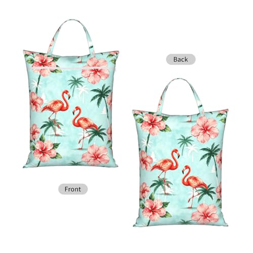 Tropical Trees Flamingo Summer Beach Travel Laundry Bags Cloth Diaper Wet Bags Handle Washable Dirty Clothes Bags Wet Dry Bag Suitcase Gym Swimming Pool College Dorm Wet Bag - color: 1 PC10, size: One Size