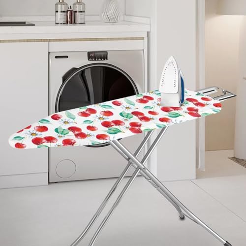 Cute Cherry Ironing Board Cover Standard Ironing Board Cover with Elastic Edge and Hook and Loop Fasteners Scorch and Stain Resistant Fabric - color: Cute Cherry