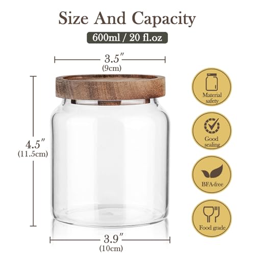 Labina Glass Jar with Wood Lid, Airtight Kitchen Storage Canister - size: A1: 20 Oz 1 pcs