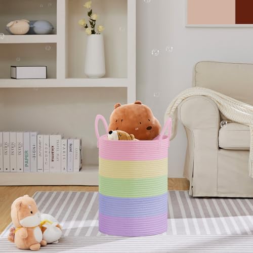 VIPOSCO 58L Tall Woven Laundry Basket Hamper, Rainbow - color: Rainbow, size: 58L