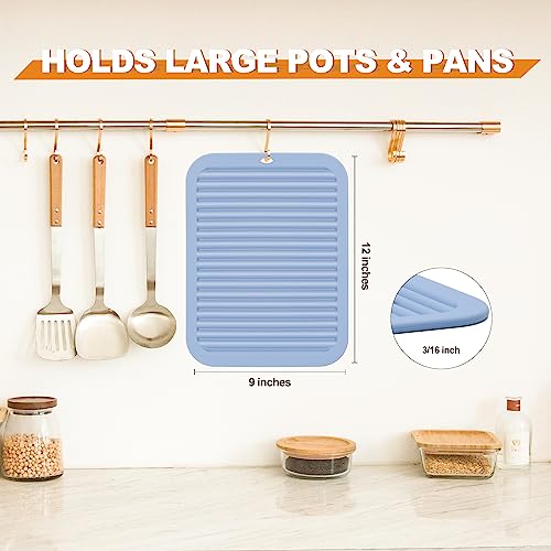 Joyhalo 4 Pack Square Silicone Trivets - color: 9x12in, 4 Blue Rectangle