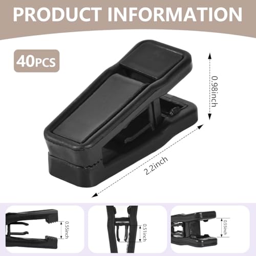 KISEER 40 Pcs Plastic Baby Hanger Clips Slim-line Finger Clips Set for Clothes Hanger Velvet Hanger (Black) - color: Black, size: 40 Pcs
