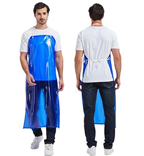 Nanxson Waterproof PVC Apron for Dishwashing Pet Grooming Meat Processing - color: Blue