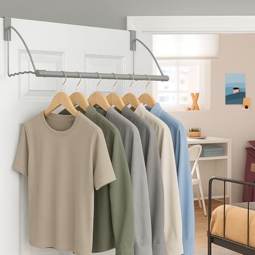 HOLDN’ STORAGE Over The Door Hanger - Door Rack Hangers for Clothes - Space Saving Designed for Bedroom & Bathroom - Ideal for Clothes & Towels - Drying Rack, Gray - color: Gray