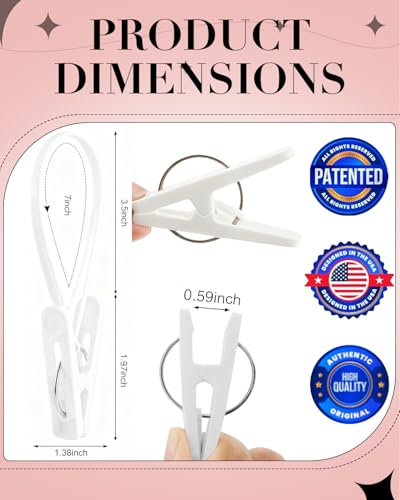 100 Pack Multi Purpose Laundry Hanging Clips with Rope, White - Strong Grip Hanging Clips for Baby Hangers, Pants, Socks, Towels & Closet Organization, Multi-Purpose Laundry Drying Hooks - color: White