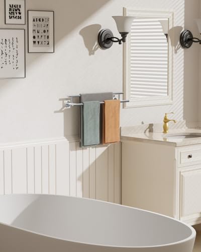 Alise Double Towel Bar,24" Towel Racks for Bathroom Wall Mounted,Nickel - color: Brushed Nickel, size: 24-Inch (2-Bars)