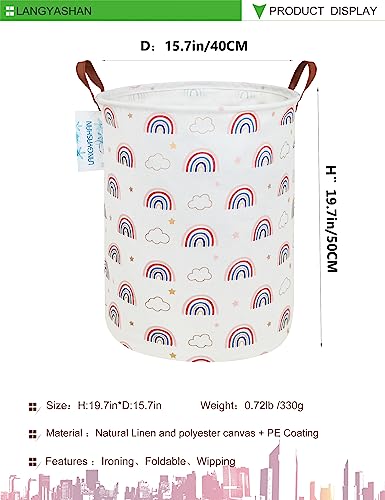 Round Laundry Basket Collapsible Storage Hamper Cloud Rainbow - color: Cloud Rainbow