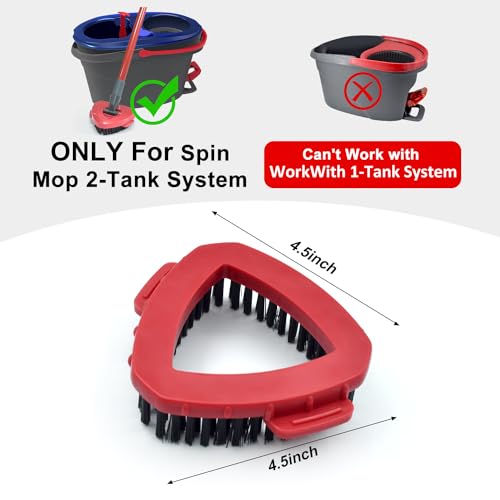 Scrub Brush Mop Head Replacement for O Cedar RinseClean 2 Tank System Spin Mop Head Base,Scrubber Mop Brush Head for Ocedar Mop Scrub Brush Head Hard Bristle Scrub Brush Floor Cleaning, Not for 1 Tank - size: O-cedar 2 Tank RinseClean Spin Mop Scrub Brush