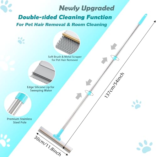 Carpet Rake for Pet Hair Removal,54 inch Adjustable Reusable Carpet Broom