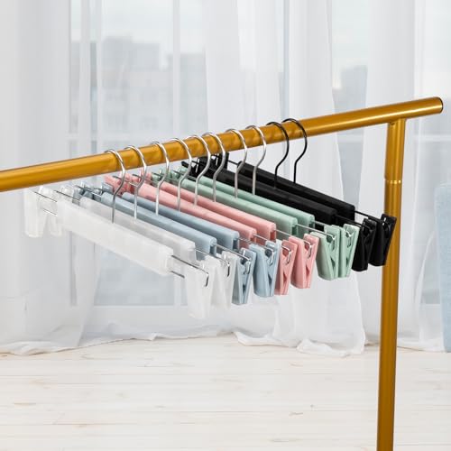Pants Hangers with Clips, Skirt Hangers, 30 Pack, Light Green - color: Light Green, size: 30Pack