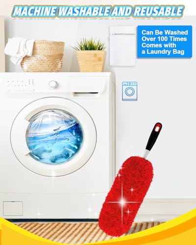 KEEPOW 4Pk Duster Refills Compatible with OXO, Heavy Duty MicrofiberCeiling - color: Red-4 Pack