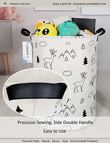 Round collapsible Large Deer Mountain Laundry Hamper for Adults Kids - color: Forest deer