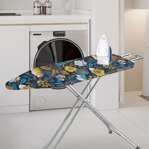 Hippie Flower Print Iron Board Cover 15x54 Inch Ironing Protector for Ironing Board Applicable Standard Size Resist Scorching and Staining - color: Blue - Hippie Flower
