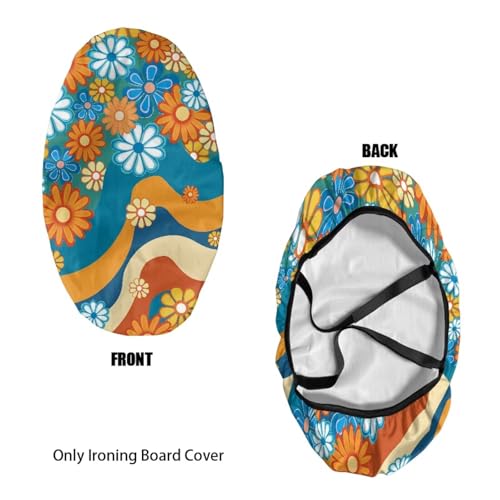 Small Ironing Board Cover Stretch Ironing Board Protector Scorch Resistant Iron Pad Dust Cover, 14x24 Inch, Retro Multicolor Flower Swirl Pattern - color: Retro Multicolor Flower Swirl Pattern