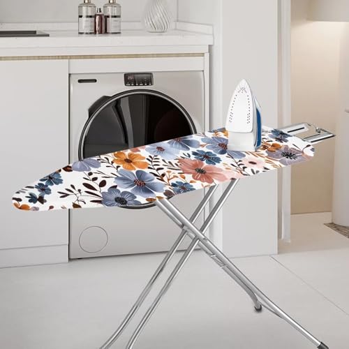 Iron Board Pad, Flower Elastic Edge Ironing Board Cover, Full Size Scorch Resistant Padding Iron Pad Covers Ironing Board Accessories for Standard Size Ironing Table for Family Decor - color: Flower