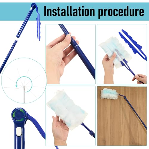 Colingmill 4 Pack Replacement Duster Handles, 3 Ft Extendable, Blue - color: Blue