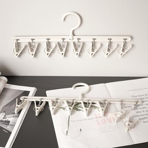 Foshine Clothes Hanger 2 Pack with 8 Clips,Clothes Drying Racks for Drying - color: Gray