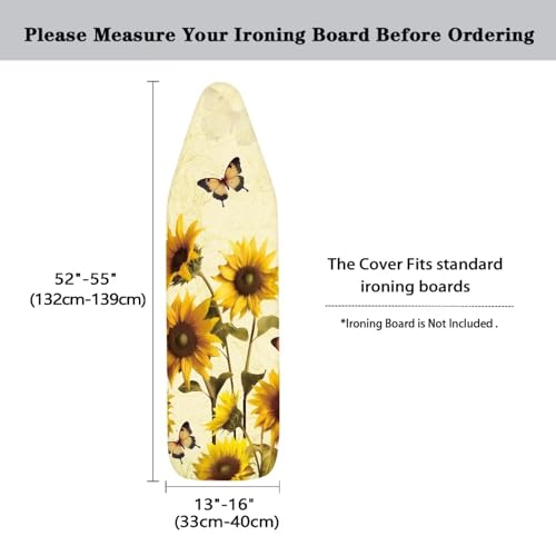 Sunflower Butterfly Ironing Board Cover and Pad- 52" x 13" Iron Board Cover with Padding Fits Standard Size, Iron Board Cover Accessories - color: Sunflower Butterfly 1