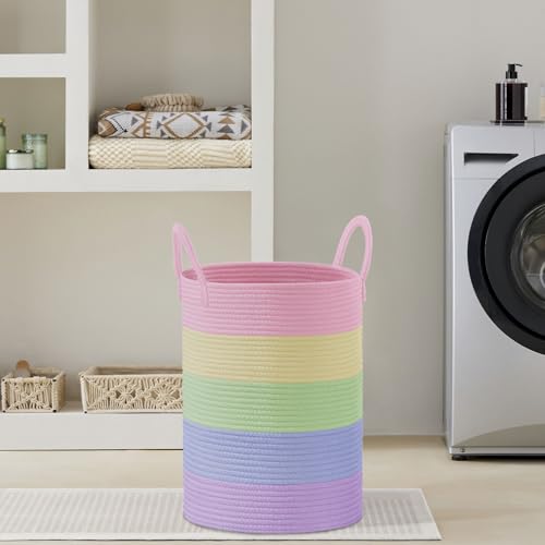 VIPOSCO 72L Tall Woven Laundry Basket Hamper, Rainbow - color: Rainbow, size: 72L