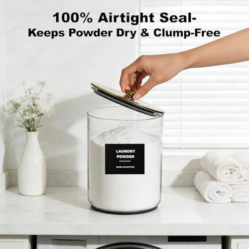 2 Pack 1 Gallon Glass Laundry Detergent Dispenser for Powder- Gold - color: Gold
