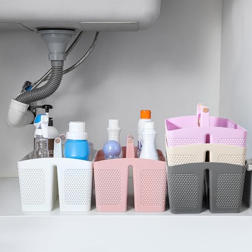 Plastic Shower Caddy, Portable Shower Basket with Handle, Light Purple - color: Light Purple