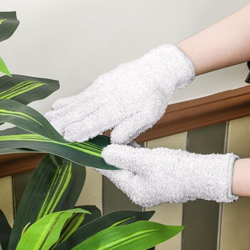 Patelai 3 Pairs Microfiber Dusting Gloves for Plants Leaf, Large - color: White, size: Large
