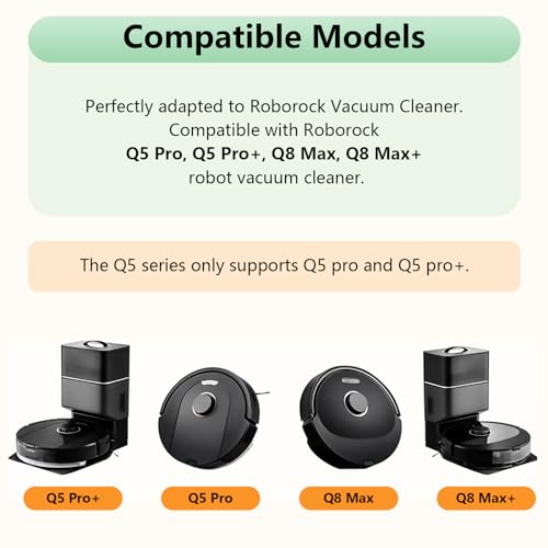 Replacement Parts Fit For Roborock Q5 Pro Q5 Pro+(Plus) Q8 Max Q8 Max+(Plus) Robot Vacuum Cleaner Accessories Kits. Dual Main Roller Brush, HEPA Washable Filter, Dust Bag, Mop Cloth,Side Brush,Robotic - color: 18 Pack Replacement Parts