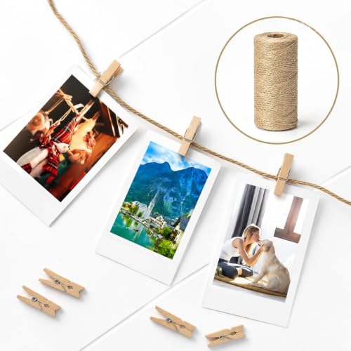jijAcraft 1.4Inch Mini Clothes Pins - 100Pcs Wooden Clothespins with String - color: Natural, size: 1.4 inch, 100 pcs